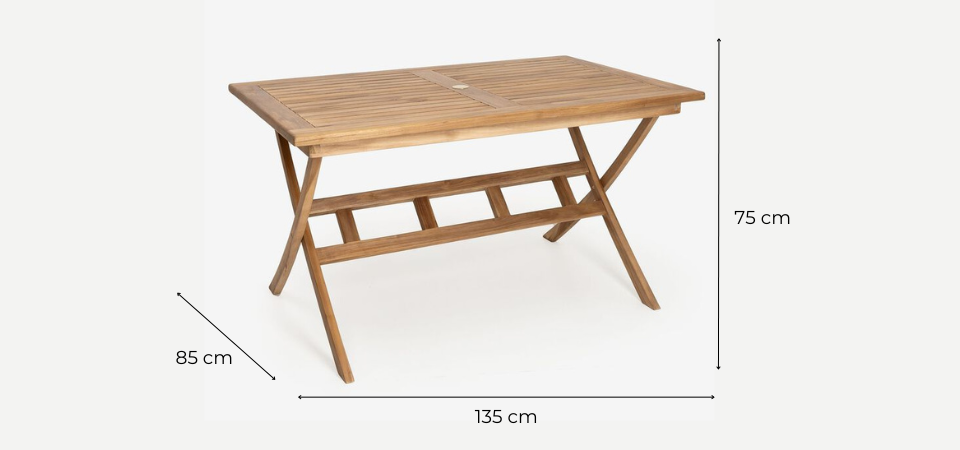 Ver Mesa rectangular de madera de teca 135x85x75cm